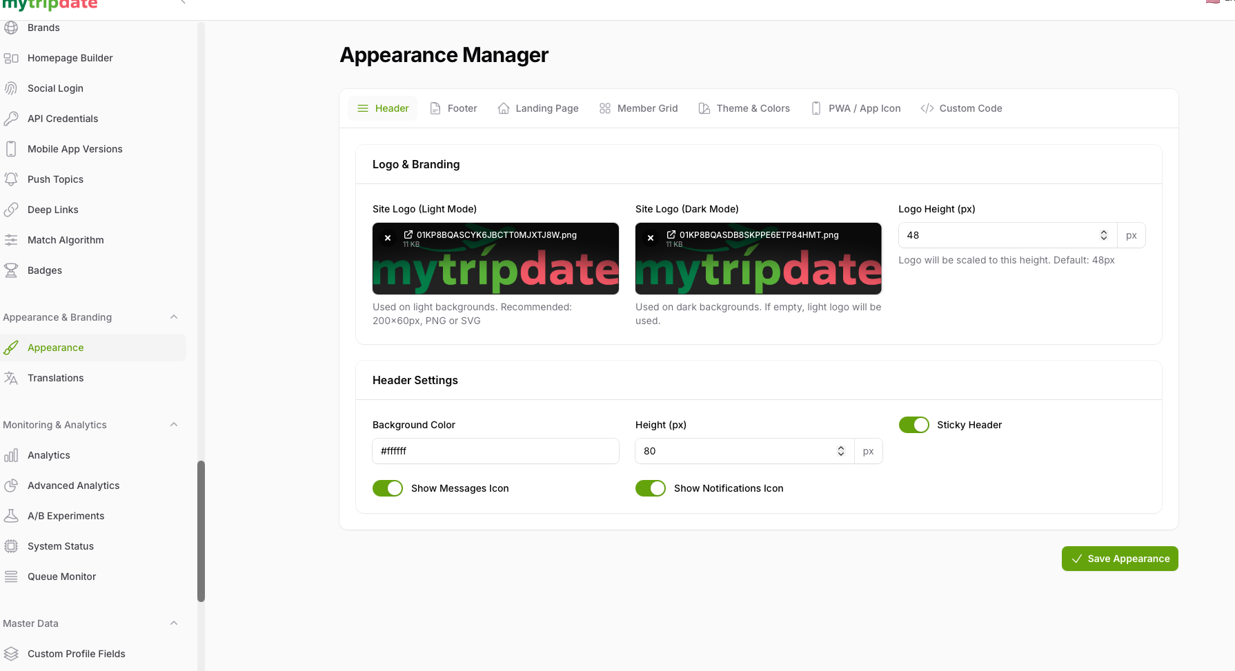 Admin: Appearance & Branding
