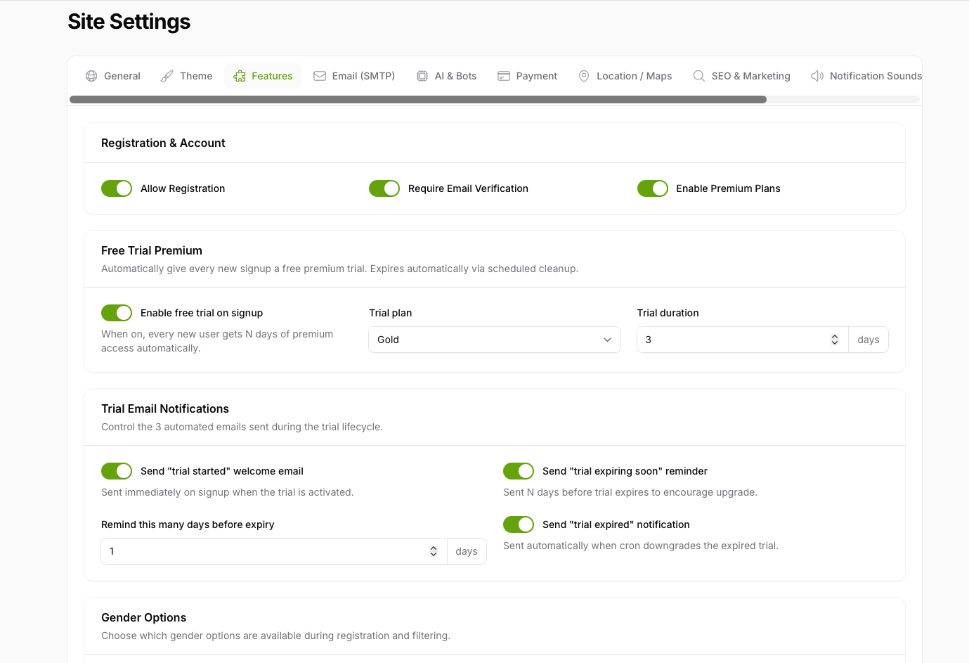 Admin: Site Settings